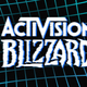 The Activision Blizzard logo sits in front of a neon grid background.